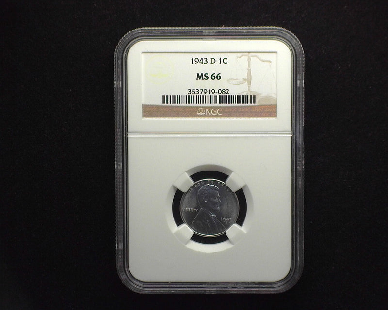 1943 D Lincoln Wheat Cent NGC MS66 - US Coin