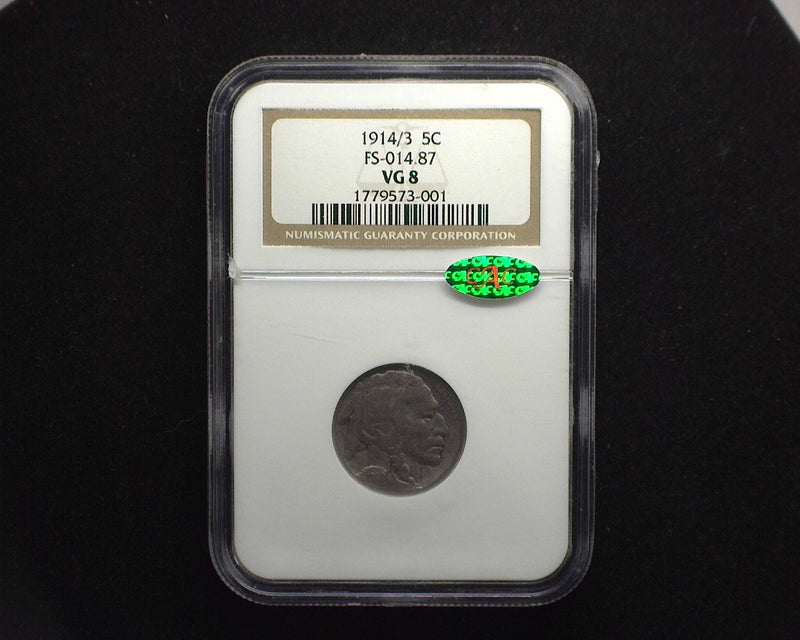 1914/3 Buffalo Nickel FS-014.87 NGC VG8 CAC - US Coin