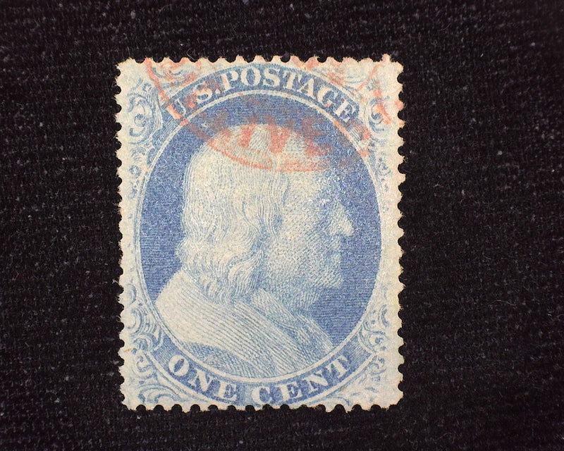 #24 Outstanding freshness and color. Faint Face Free red town cancel. XF Used - US Stamp