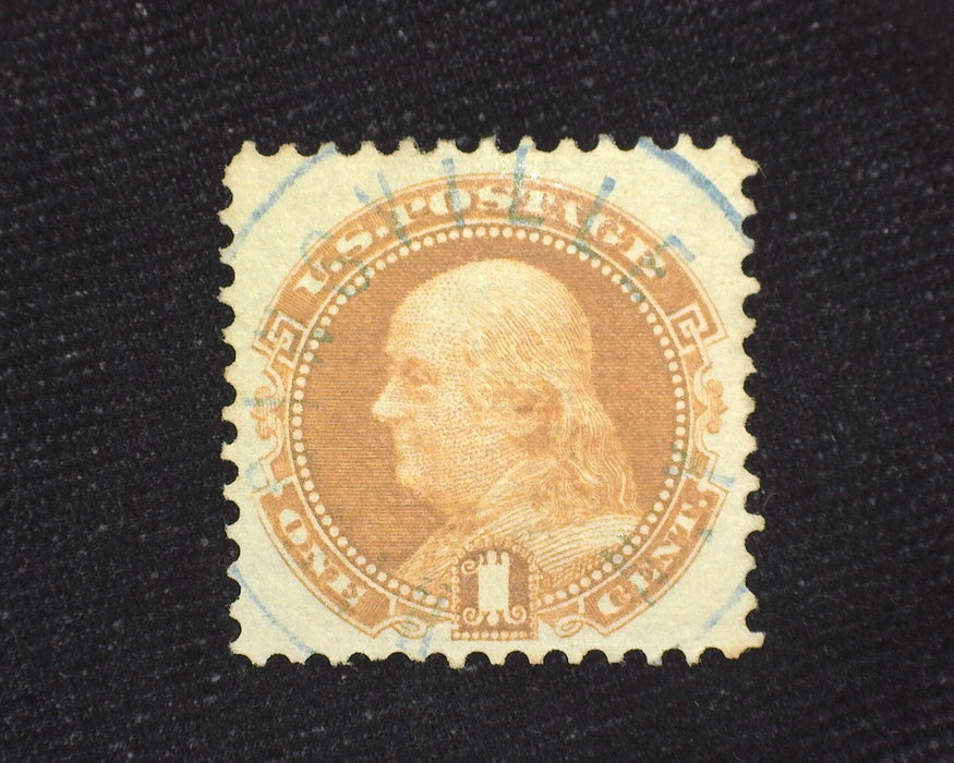 #112 1c 1869 issue Choice stamp with face free town cancel. Used VF/XF US Stamp