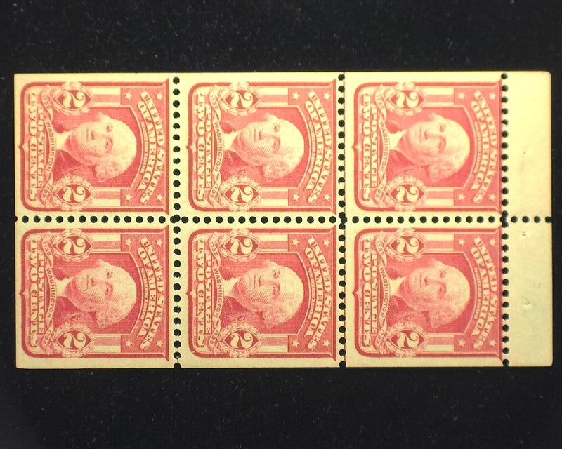 #319 FQ Booklet pane of 6, Lake die 2. Mint VF LH - US Stamp