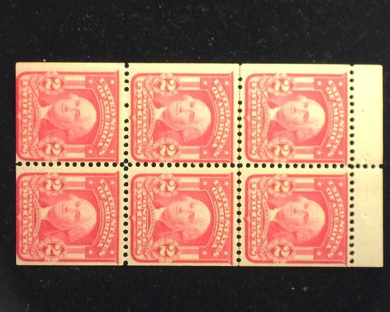 #319 FH Booklet pane of 6, Carmine die 2. Mint F+ VLH - US Stamp
