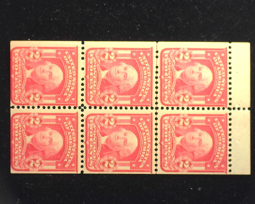 #319 FH Booklet pane of 6, Carmine die 2. Mint F+ VLH US Stamp