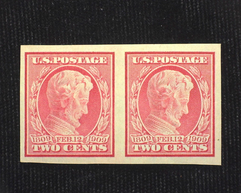 #368 2c Lincoln Imperforate Choice horizontal pair. Mint XF NH - US Stamp