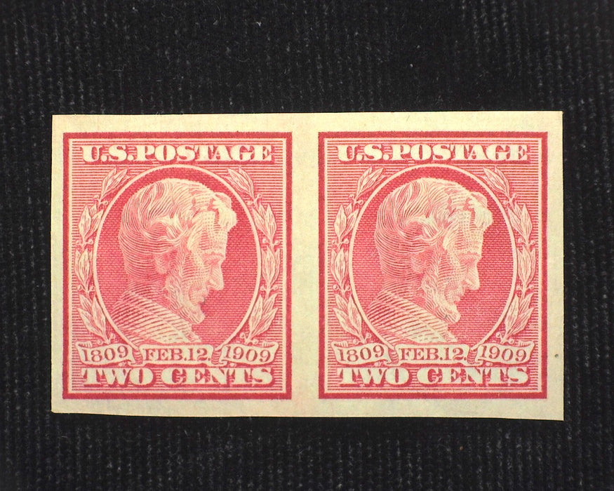 #368 2c Lincoln Imperforate Choice horizontal pair. Mint XF NH US Stamp