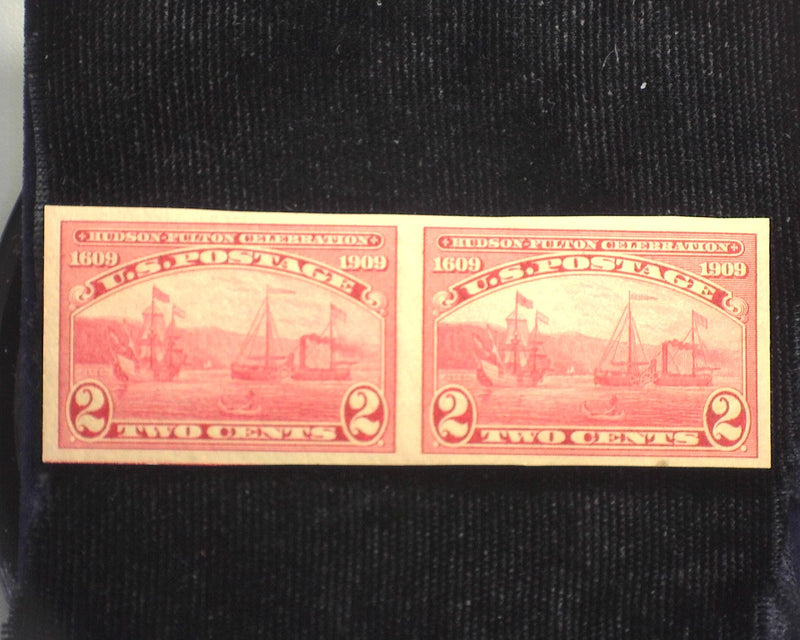 #373 2c Hudson Fulton Imperforate Very choice horizontal pair. Mint XF/Sup NH - US Stamp