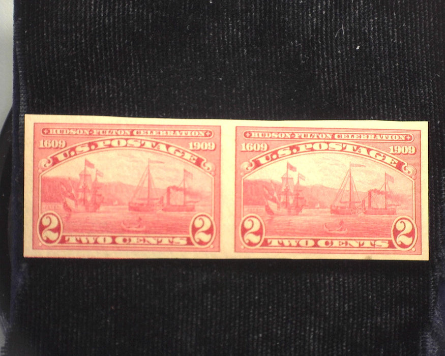 #373 2c Hudson Fulton Imperforate Very choice horizontal pair. Mint XF/Sup NH US Stamp