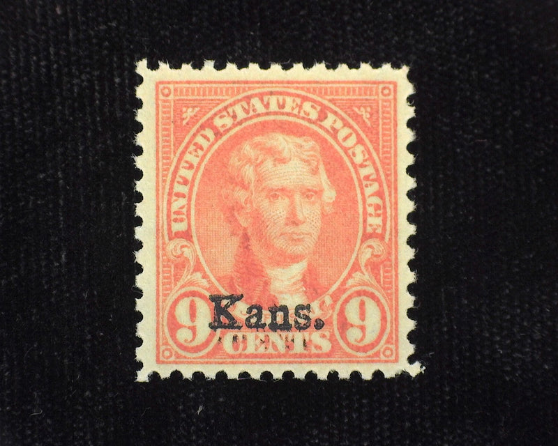 #667 9c Kansas Overprint Mint Vf/Xf NH - US Stamp