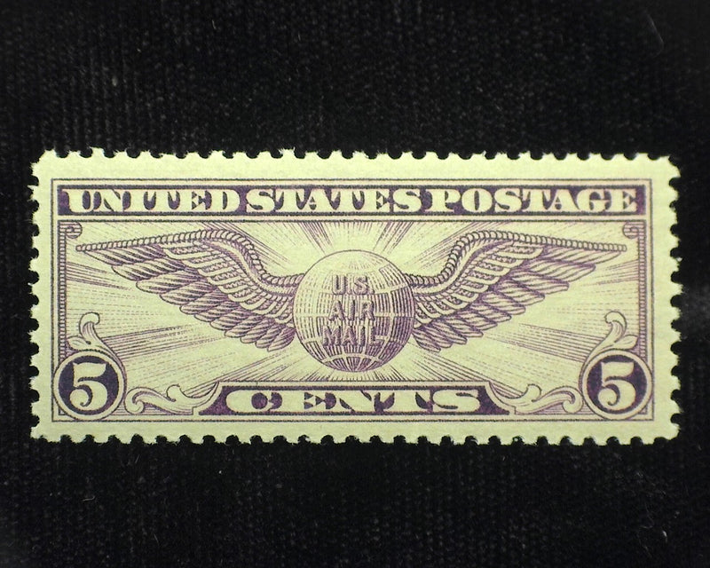 #C12 5c Airmail Winged Globe Choice large margin stamp. Mint Xf NH - US Stamp