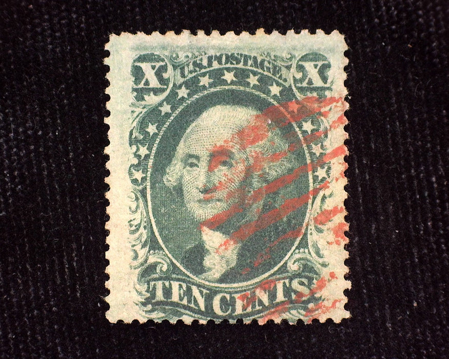 #35 3 "Huge" margin stamp faint red grid cancel. Used F - US Stamp