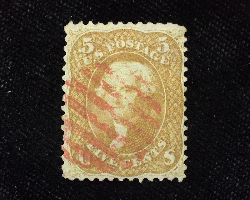 #67 Rich color stamp with red grid cancel. Used F - US Stamp