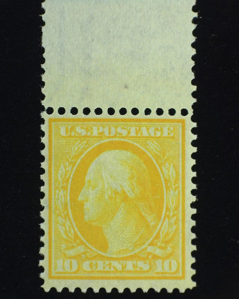 #338 10c Washington Choice brilliant color top margin stamp. Mint VF/XF NH - US Stamp
