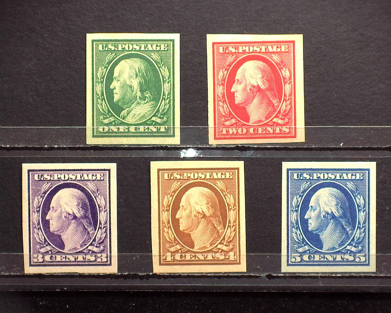 #343 - 347 1908 Issue Imperforate Outstanding set. Mint Sup NH - US Stamp