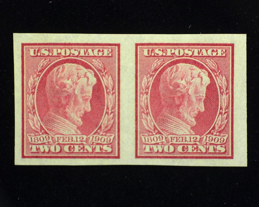 #368 2 cent Lincoln imperforate. Mint Xf NH Choice large margin horizontal pair. - US Stamp