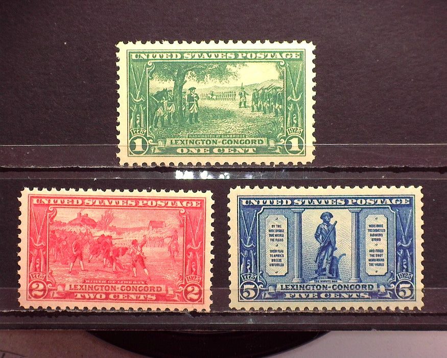 #617-619 1925 Lexington Concord Outstanding large margin set. Mint XF/Sup NH - US Stamp