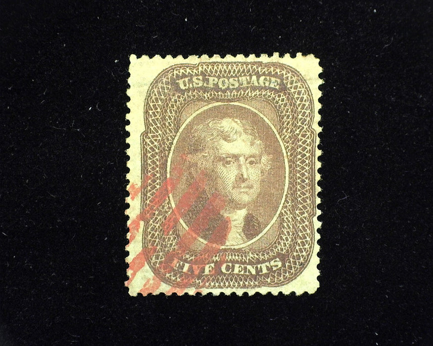#30A. Used F/Vf Fresh stamp with red grid cancel, Very faint horizontal crease. - US Stamp