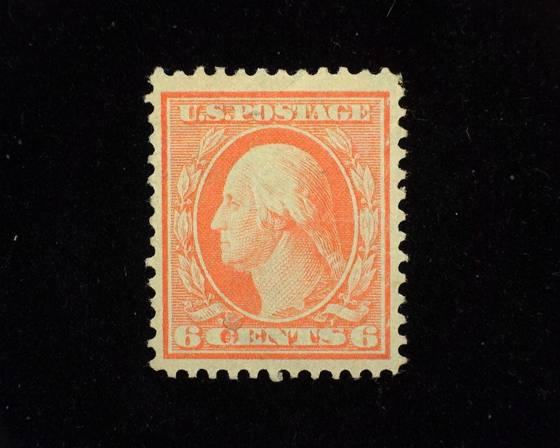 #379 6c Washington Faint gum bend and pulp inclusion. Mint VF/XF H - US Stamp