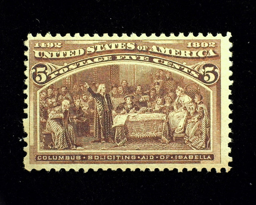 #234. 5c Columbian Mint F H Disturbed O. G. - US Stamp