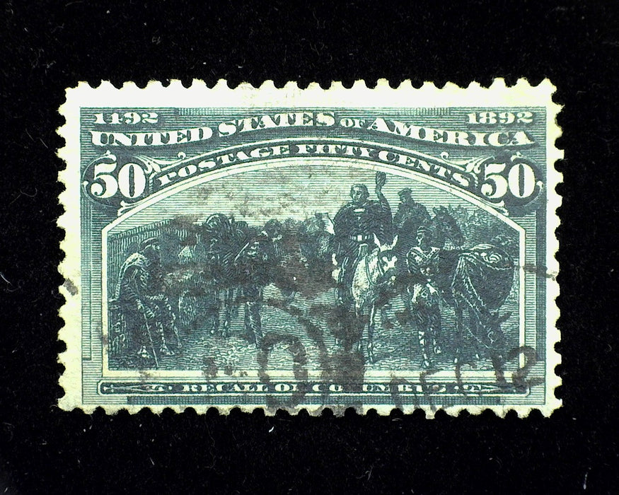 #240. 50c Columbian Used F Deep color faint cancel. - US Stamp