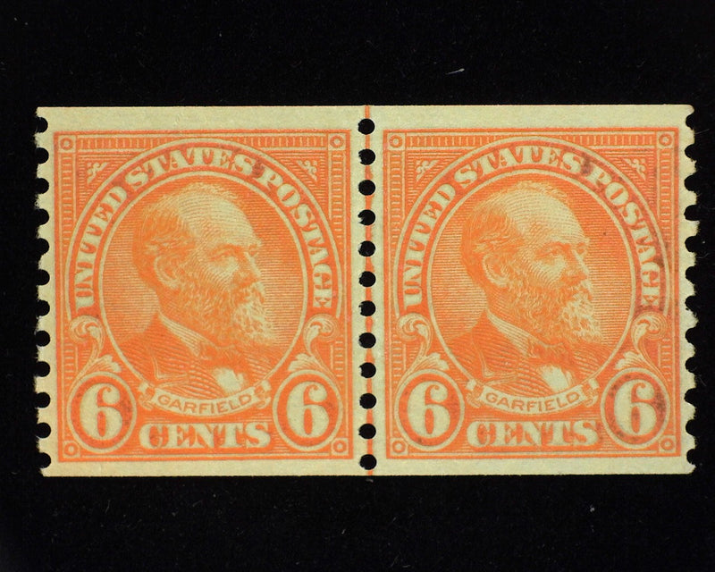 #723 6c Garfield A choice line pair. Mint Vf NH - US Stamp