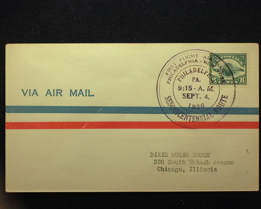 #C4 8c Airmail Used F Stamp tied to cover. First flight Philadelphia to Chicago. Sesquicentennial route. - US Stamp