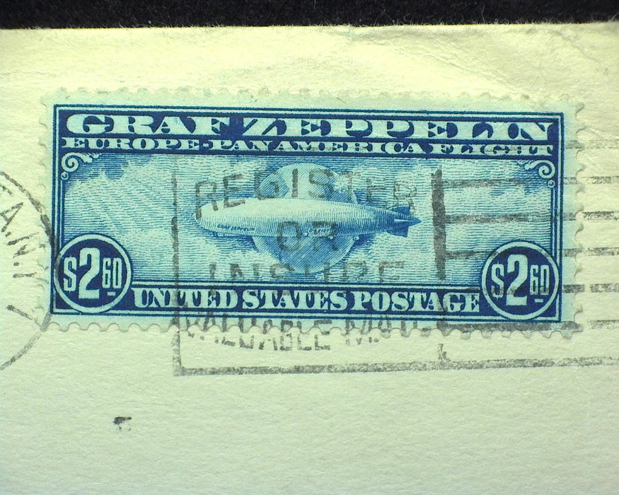 #C15 $2.60 Graf Zeppelin Used Vf Stamp tied to cover Lakehurst to San Francisco. - US Stamp