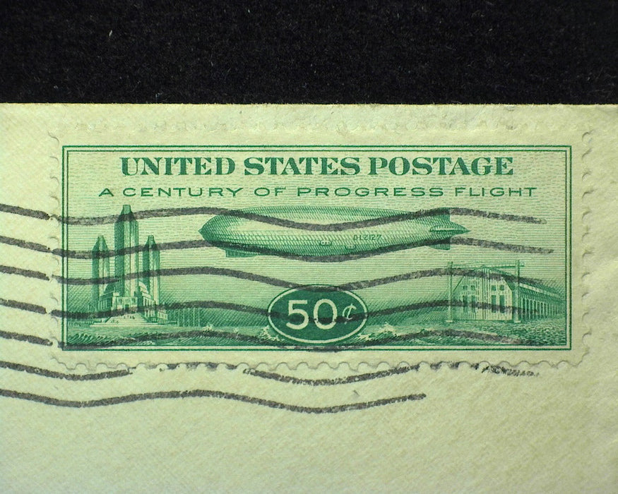 #C18 50c Graf Zeppelin Used F Stamp tied to cover Miami to Chicago. - US Stamp