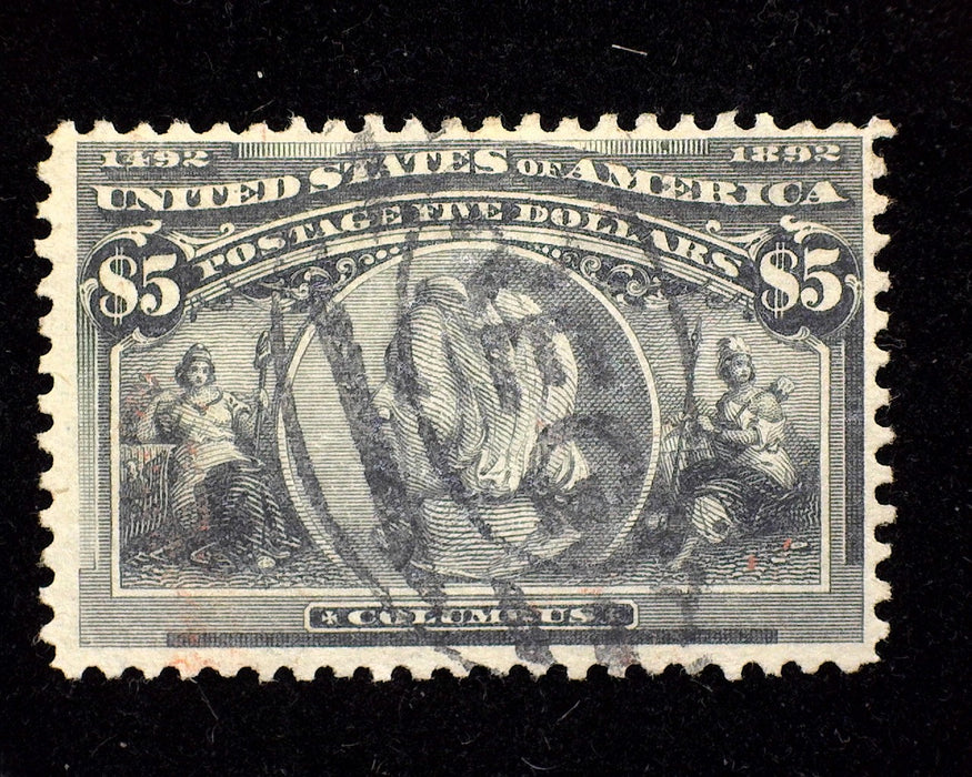 #245. $5 Columbian Used F/Vf Fresh stamp with deep color. - US Stamp