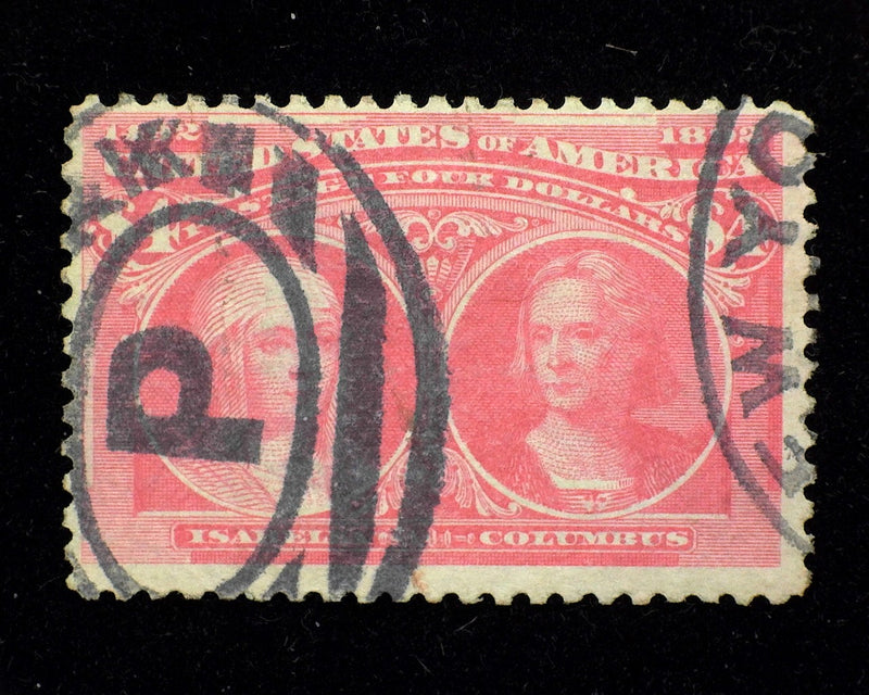 #244 $4.00 Columbian Deep fresh color. F/Vf Used - US Stamp