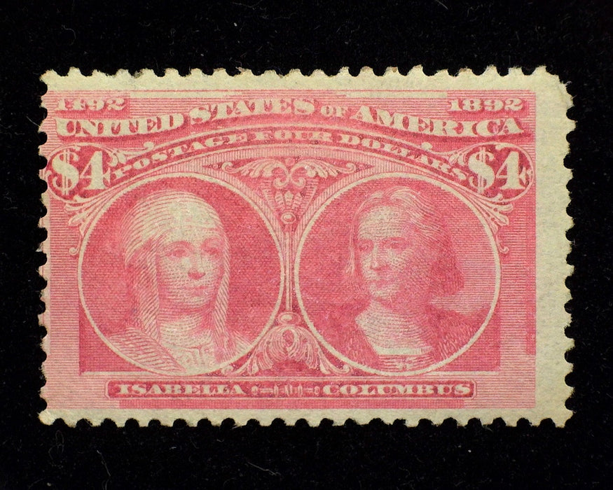 #244. $4 Columbian Mint F Regummed. Deep color fresh sound. - US Stamp