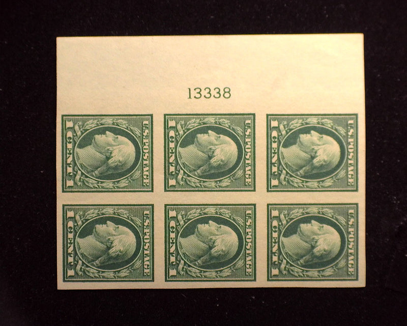 #481 Outstanding plate block of 6, imprint and PL#13338 Mint XF NH - US Stamp