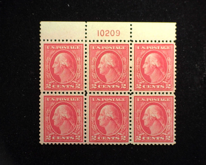 #500 Top margin block of 6, PL#10209 Outstanding plate block. Very rare and seldom seen. Mint XF VLH - US Stamp
