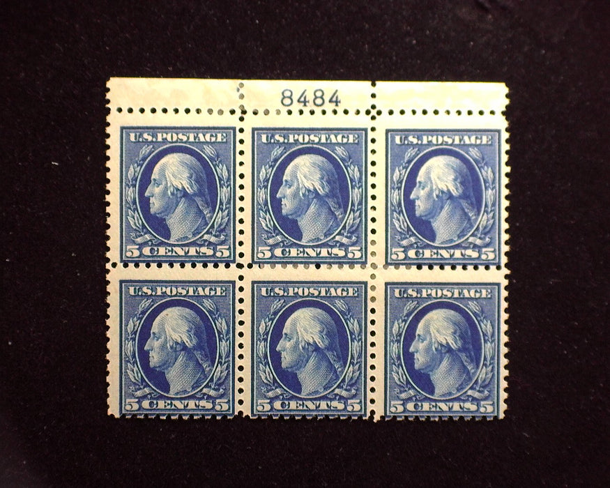 #504 5c Washington plate block of 6, PL#8484 Mint F H - US Stamp