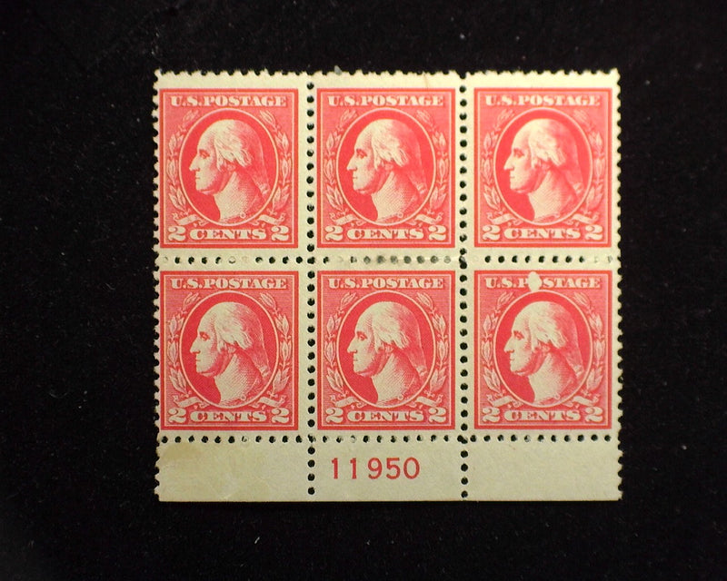 #528 Bottom margin block, PL#11950. Printing error L. R. stamp has no "O" in postage. Interesting dry plate error. Mint F/VF H - US Stamp
