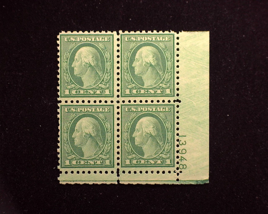 #543 Lower right margin block of 4, PL#13948 Mint F/VF NH - US Stamp