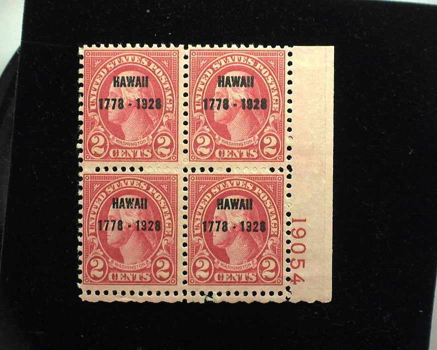 #647 2c Hawaii Plate block of 4, PL#19054. Mint F NH - US Stamp