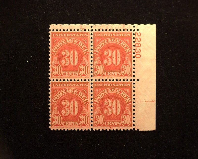 #J85 30c Postage Due Plate Block. Mint Vf NH - US Stamp