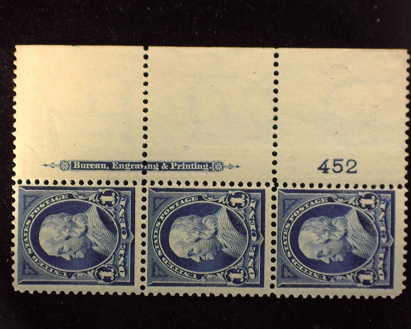 #264 Right margin strip of 3, imprint and PL#452. Mint F/Vf NH - US Stamp