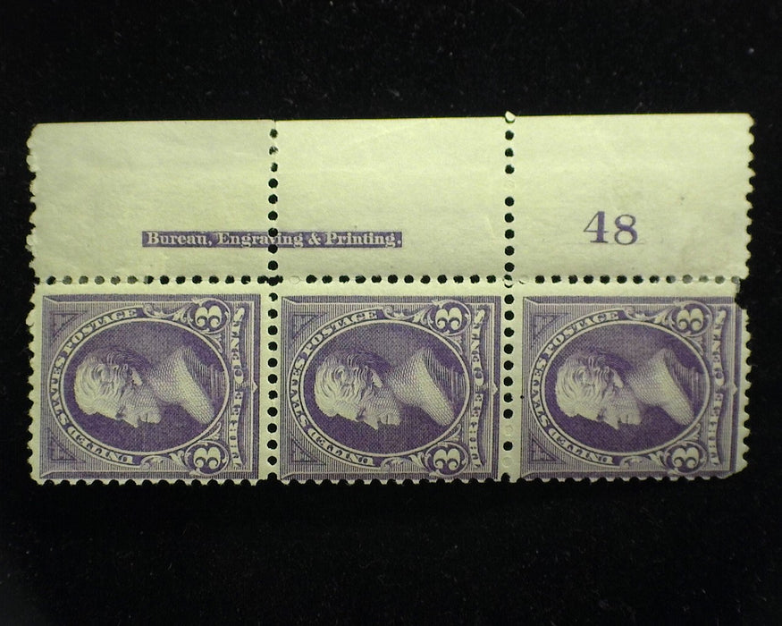 #253 Right margin strip of 3, imprint and PL#48. Mint F LH Center stamp is NH. - US Stamp