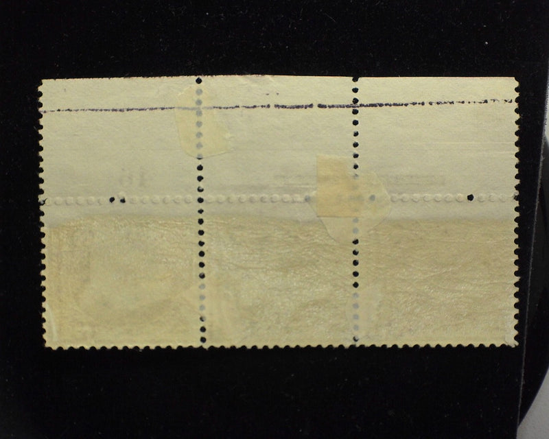 #253 Right margin strip of 3, imprint and PL#46. Mint F H - US Stamp