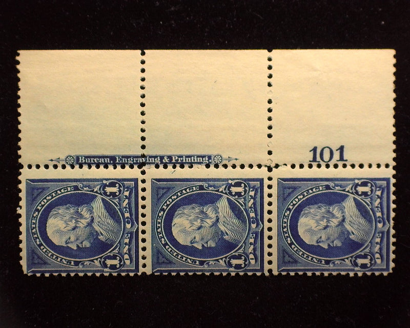 #264 Right imprint strip of 3, imprint and PL#101. Mint F NH - US Stamp