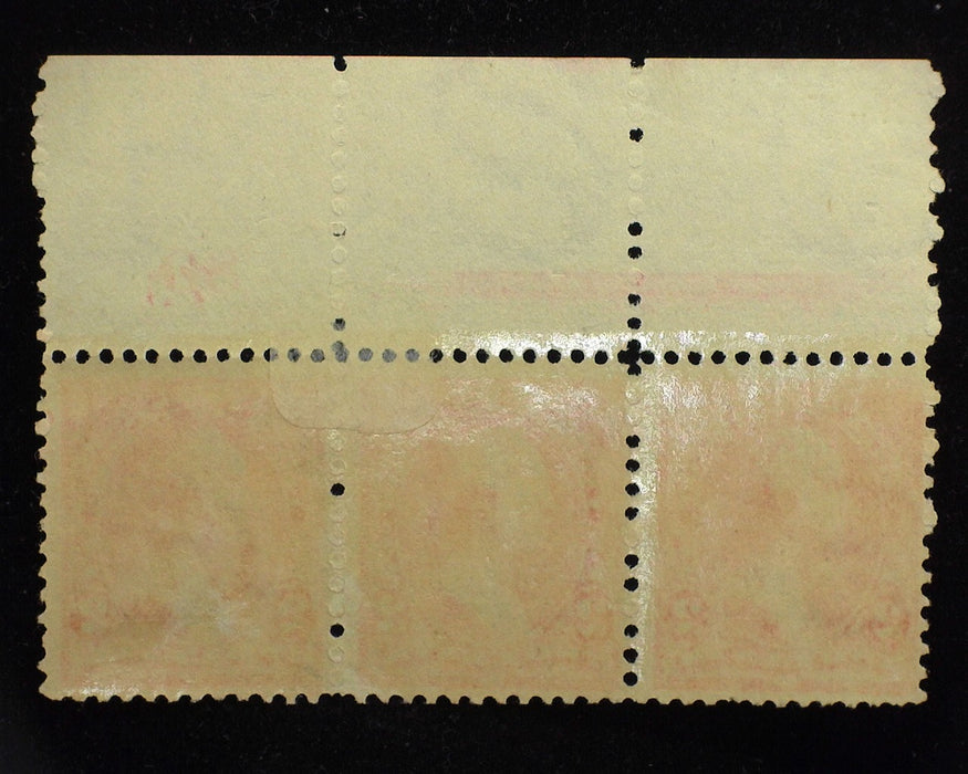 #265 Top margin strip of 3, imprint and PL#80. Mint F LH - US Stamp