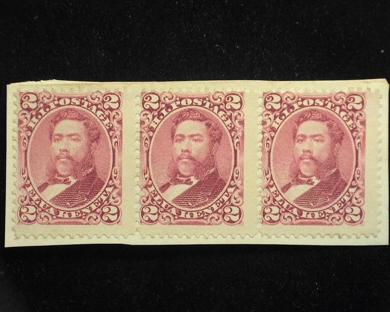 #43 Hawaii Strip of 3 one piece not canceled. Mint F - US Stamp
