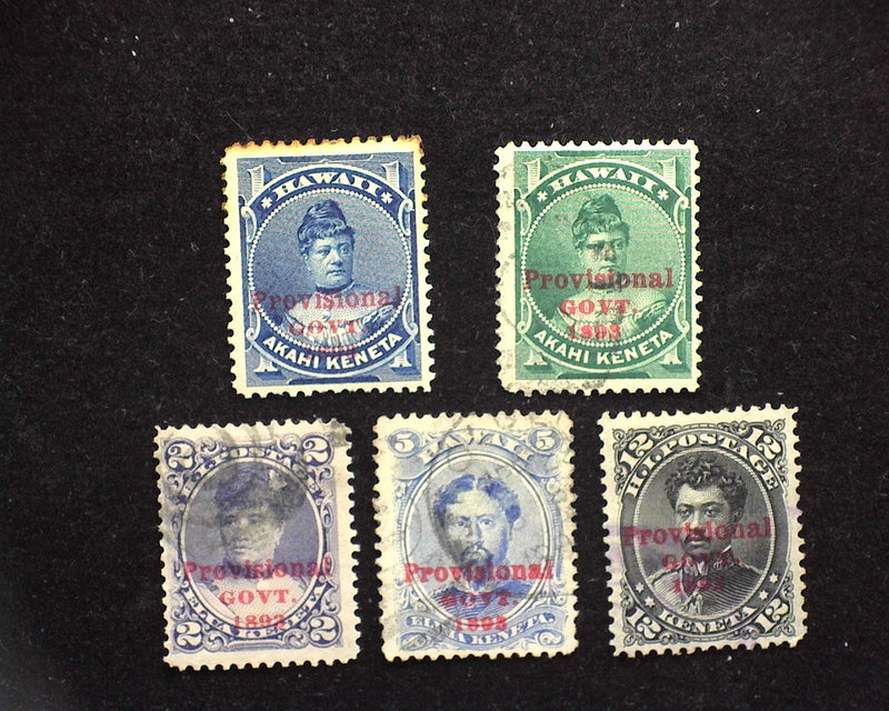 #54, 55, 57, 59, 62 Hawaii F/Vf Used - US Stamp