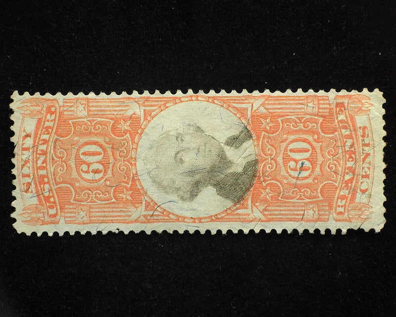 #R142 60c Revenue. Cut cancel. F/Vf Used - US Stamp