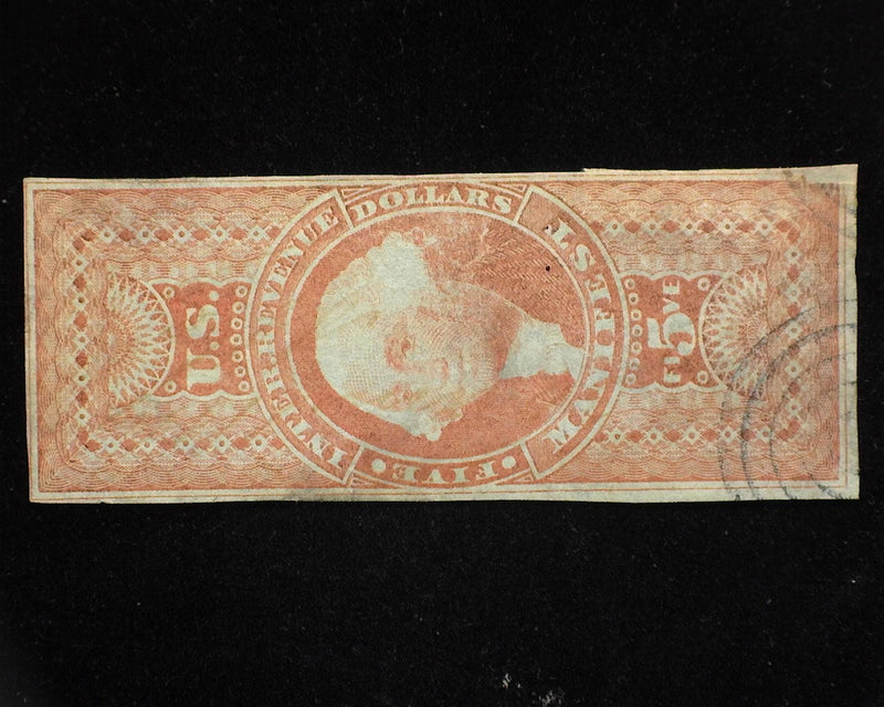 #R90a $5 Manifest F/Vf Used - US Stamp