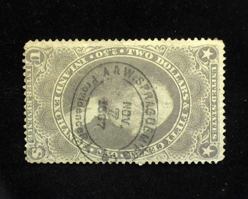 #R84c $2.50 Revenue Inland Exchange. Minute perf tear. F Used - US Stamp