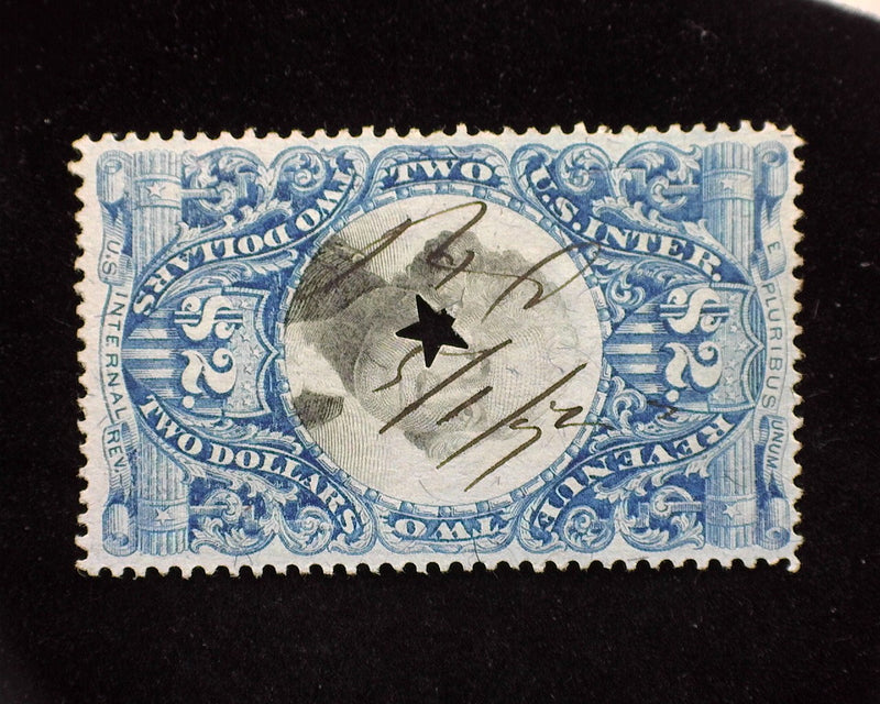 #R23 $2.00 Revenue. Star cut out cancel. Vf/Xf Used - US Stamp