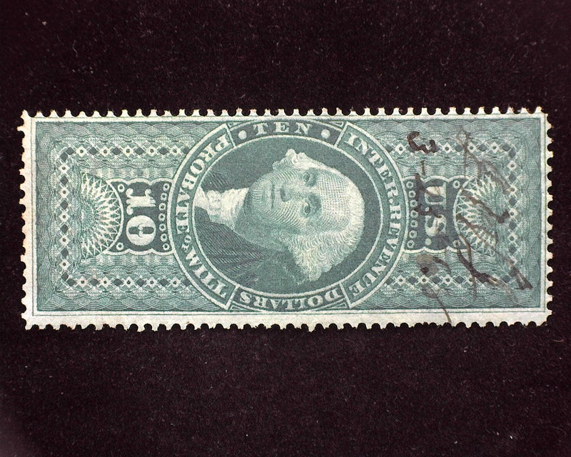 #R95c $10.00 Revenue. Vf Used - US Stamp