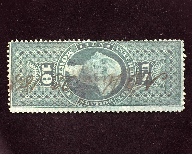 #R96c $10.00 Revenue. Few chewed perfs. F Used - US Stamp